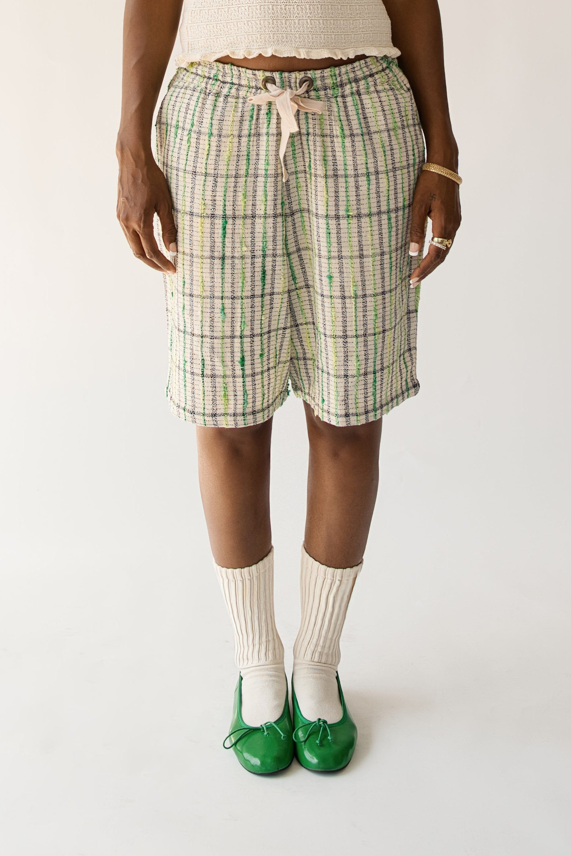 Slime Green Linen Shorts