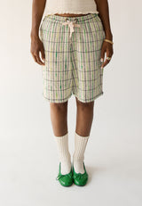 Slime Green Linen Shorts