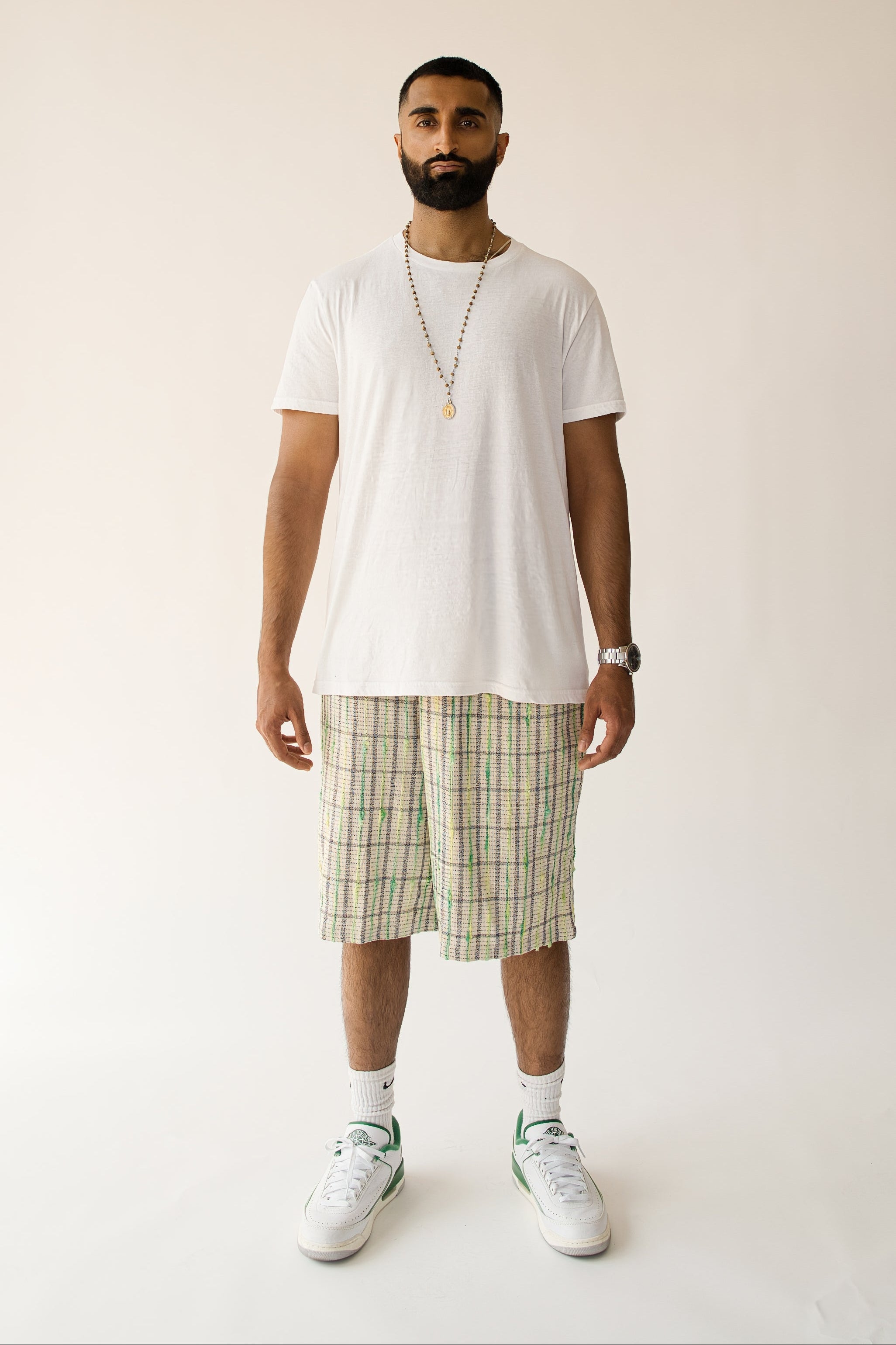Slime Green Linen Shorts