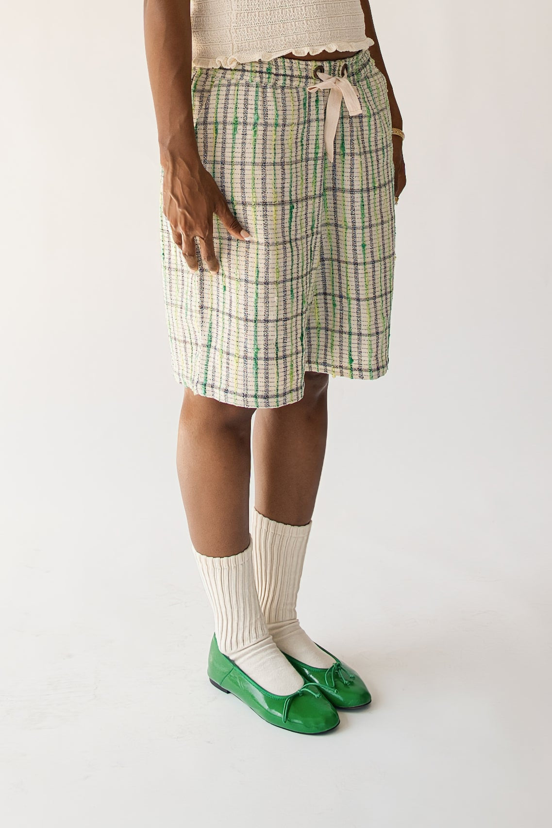 Slime Green Linen Shorts