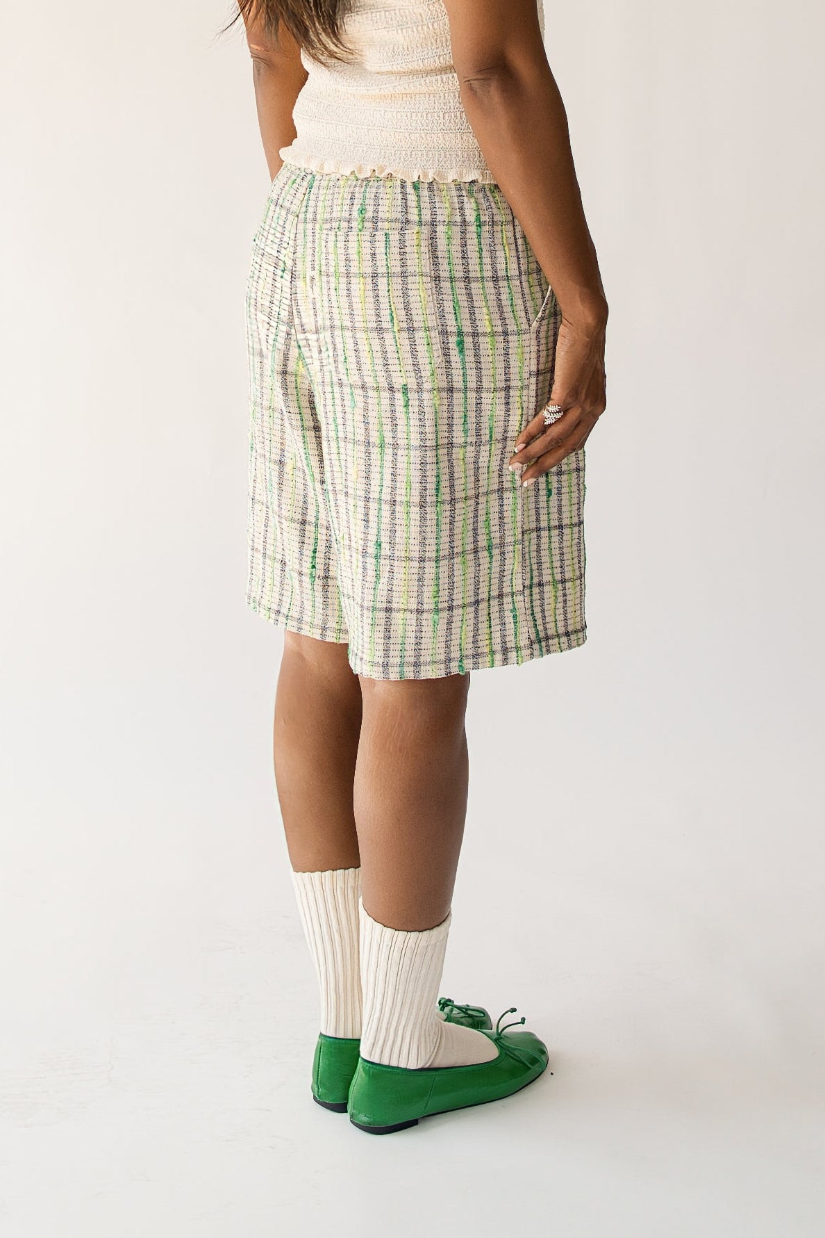 Slime Green Linen Shorts