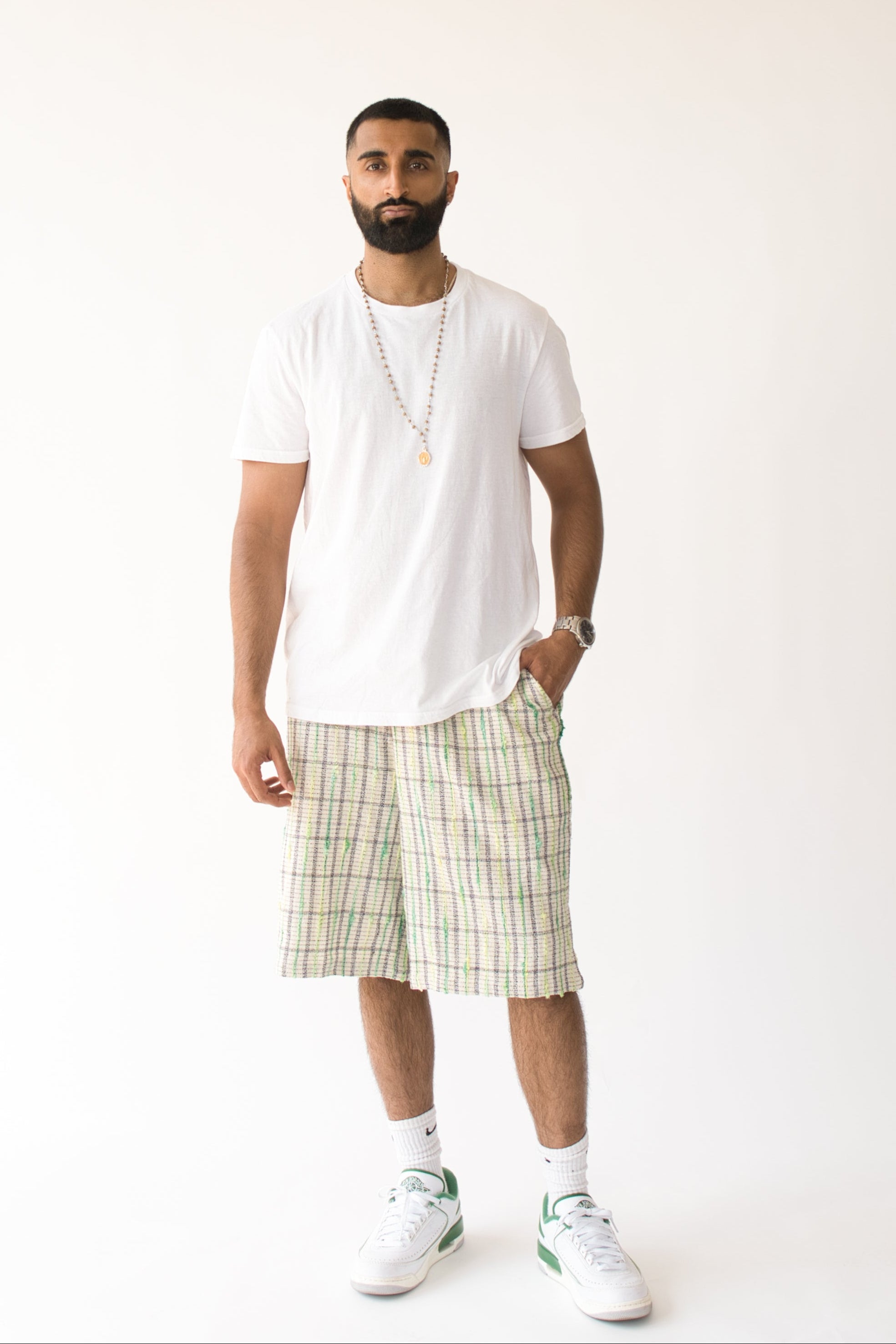 Slime Green Linen Shorts
