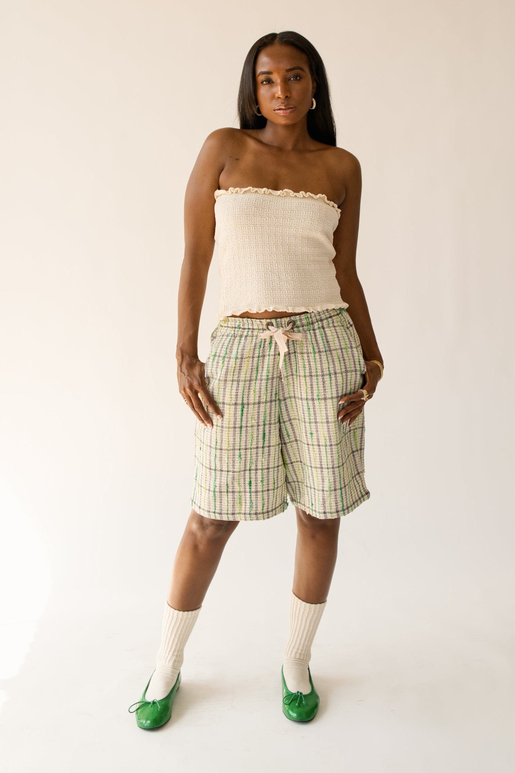 Slime Green Linen Shorts
