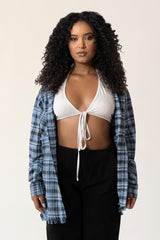 Raw Hem Flannel Shirt