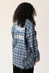 Raw Hem Flannel Shirt