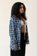 Raw Hem Flannel Shirt