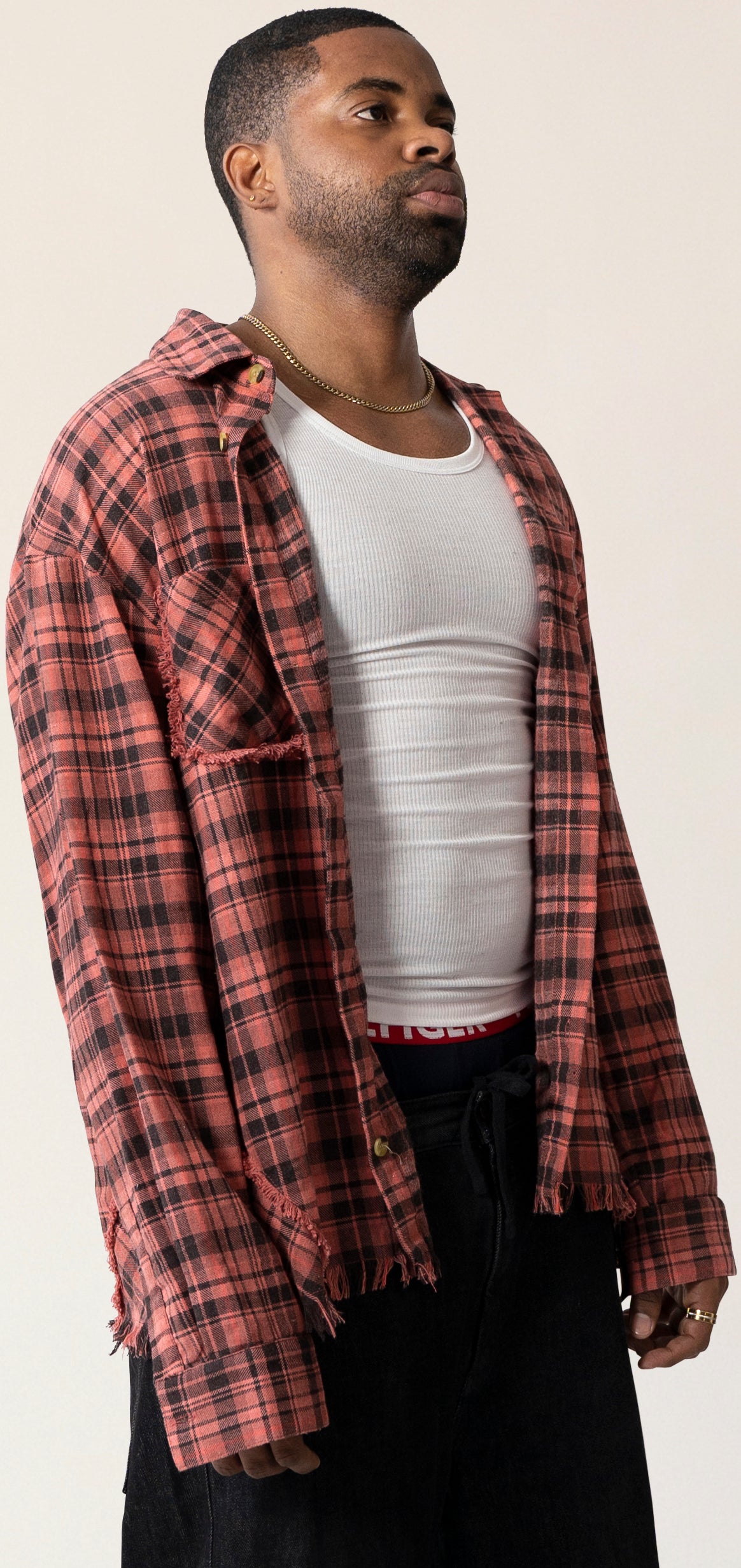 Raw Hem Flannel Shirt