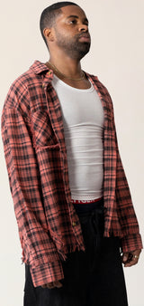 Raw Hem Flannel Shirt