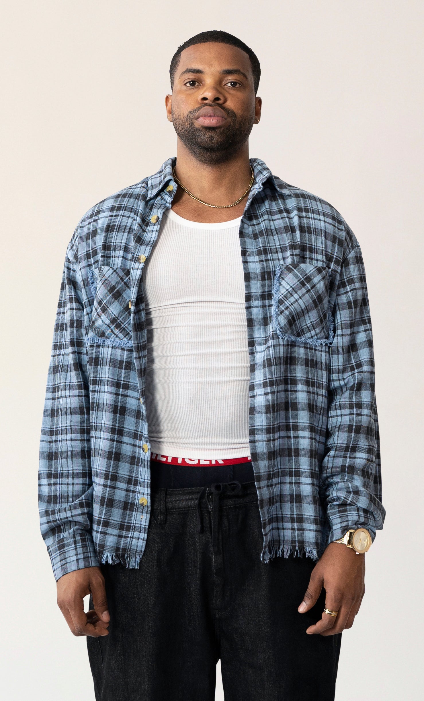 Raw Hem Flannel Shirt