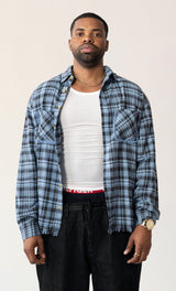 Raw Hem Flannel Shirt