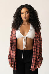 Raw Hem Flannel Shirt