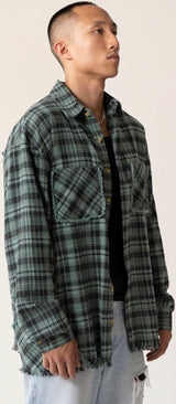 Raw Hem Flannel Shirt