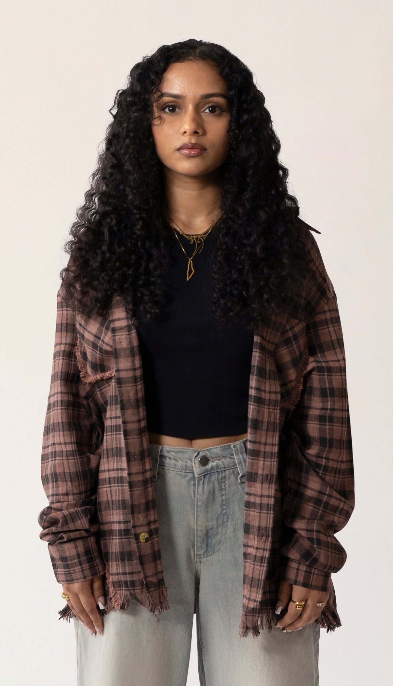 Raw Hem Flannel Shirt