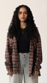 Raw Hem Flannel Shirt