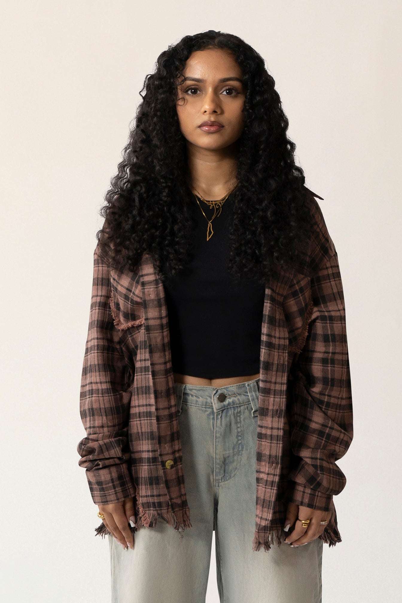 Raw Hem Flannel Shirt