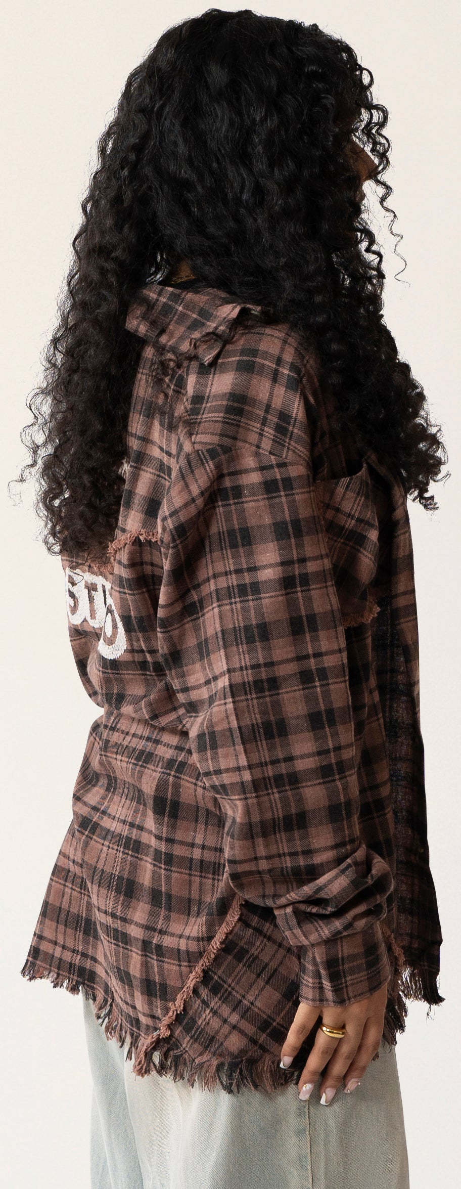 Raw Hem Flannel Shirt