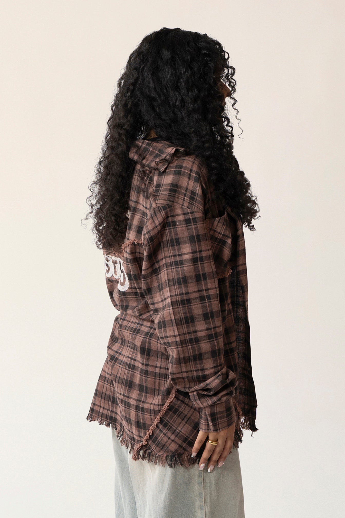 Raw Hem Flannel Shirt