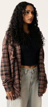 Raw Hem Flannel Shirt