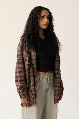Raw Hem Flannel Shirt