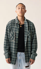 Raw Hem Flannel Shirt