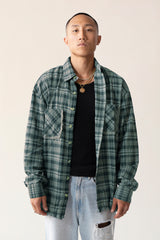 Raw Hem Flannel Shirt