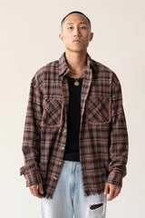 Raw Hem Flannel Shirt