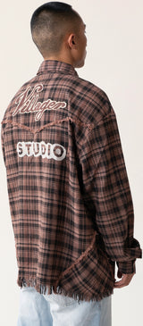Raw Hem Flannel Shirt