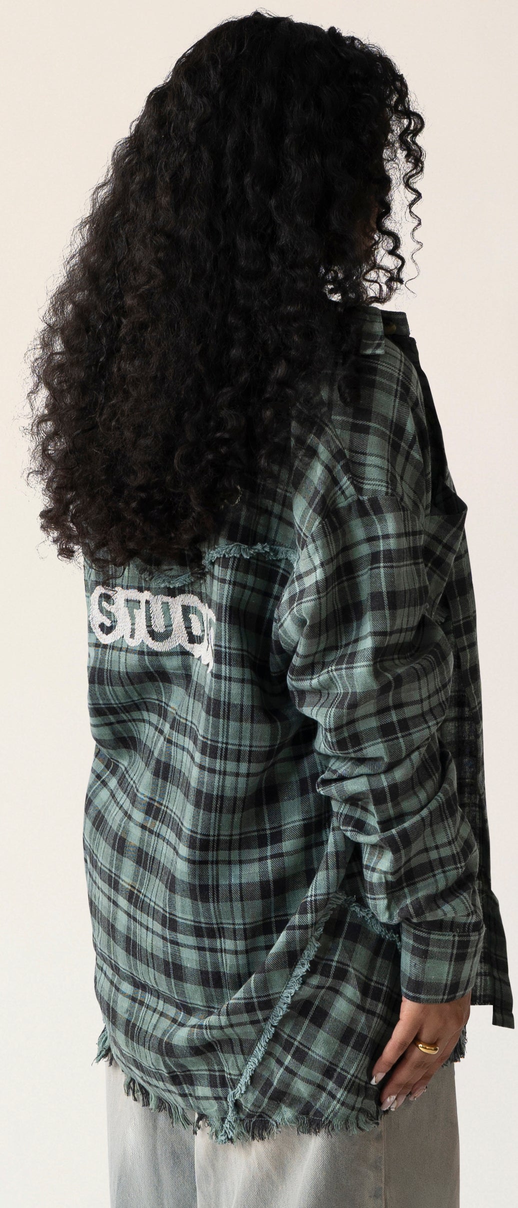 Raw Hem Flannel Shirt