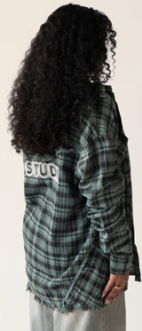 Raw Hem Flannel Shirt