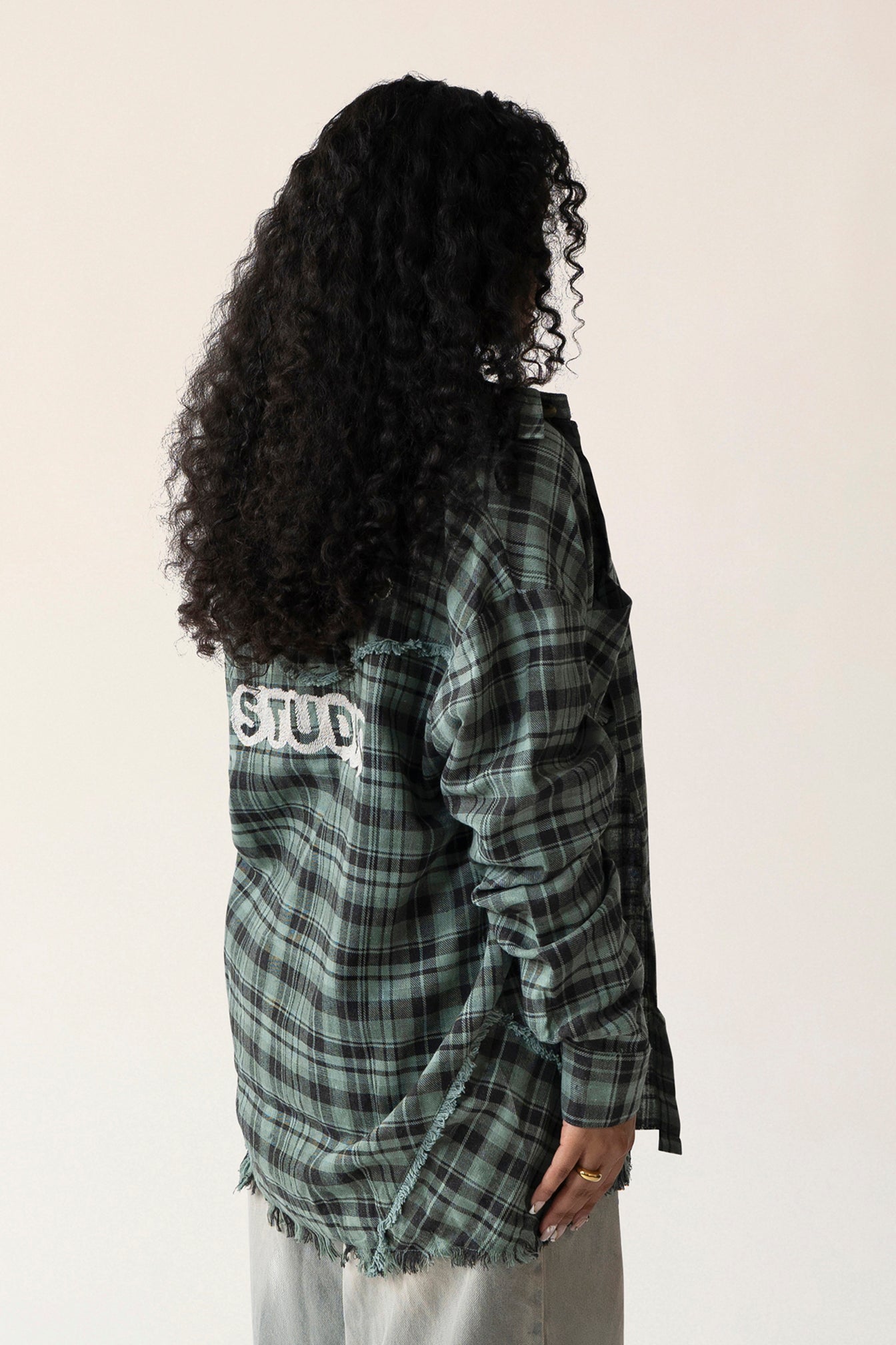 Raw Hem Flannel Shirt