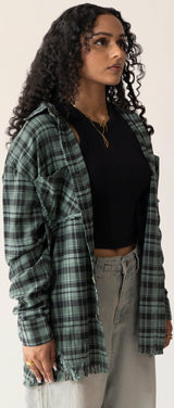 Raw Hem Flannel Shirt