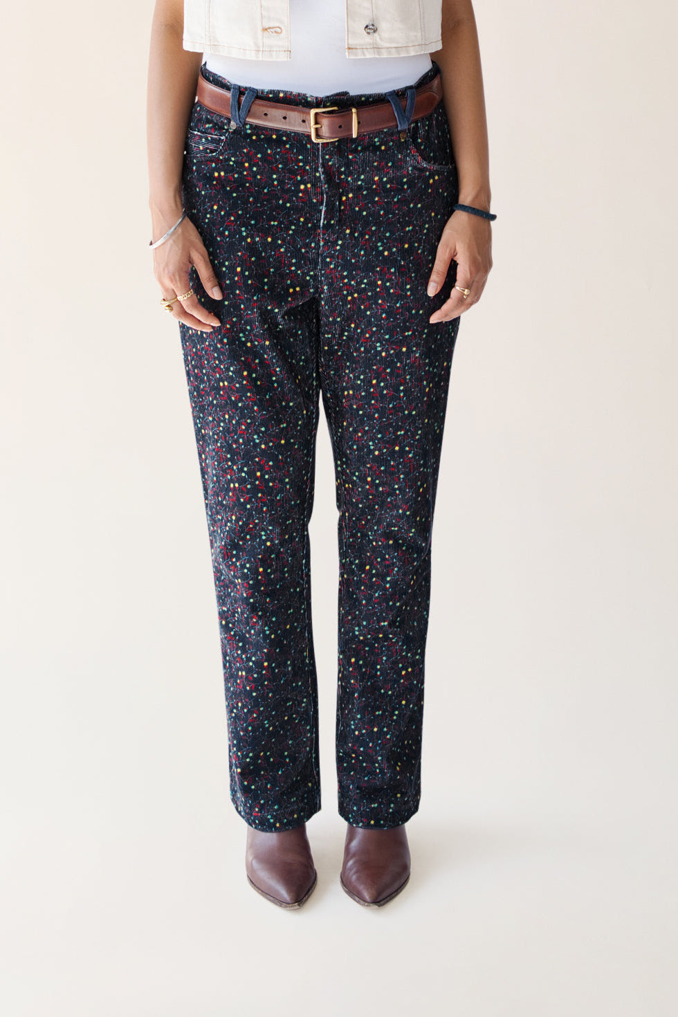 Floral Corduroy 5-Pocket Pants