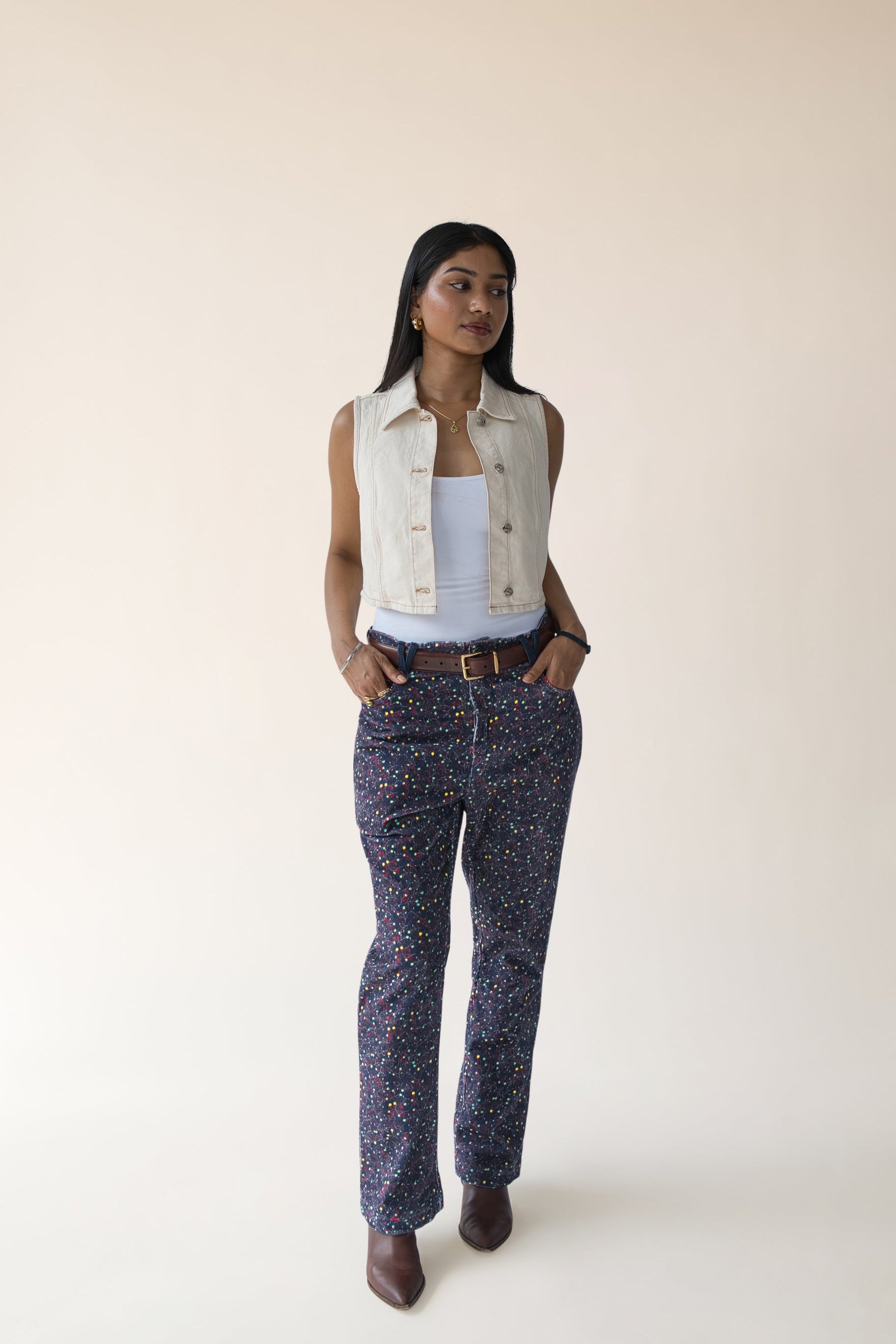 Floral Corduroy 5-Pocket Pants