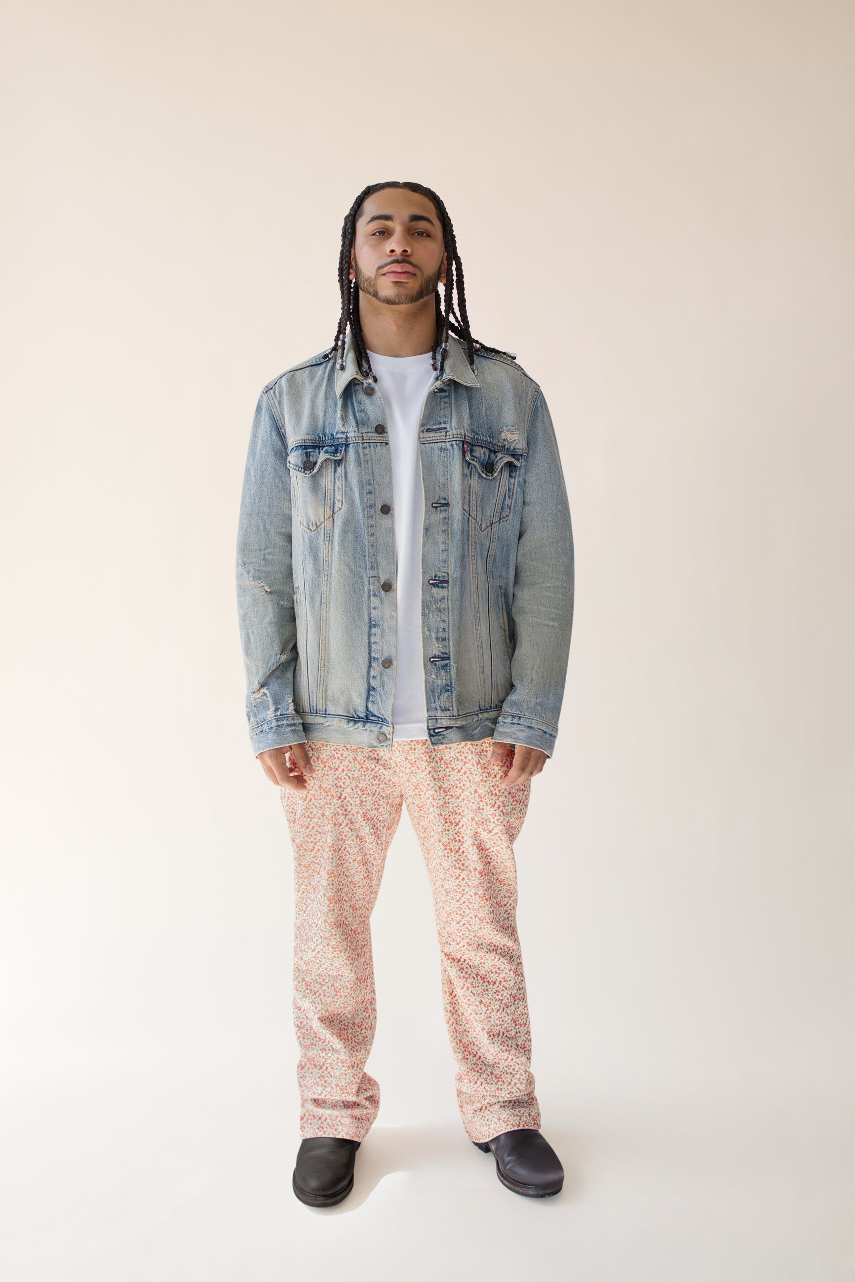 Floral Corduroy 5-Pocket Pants