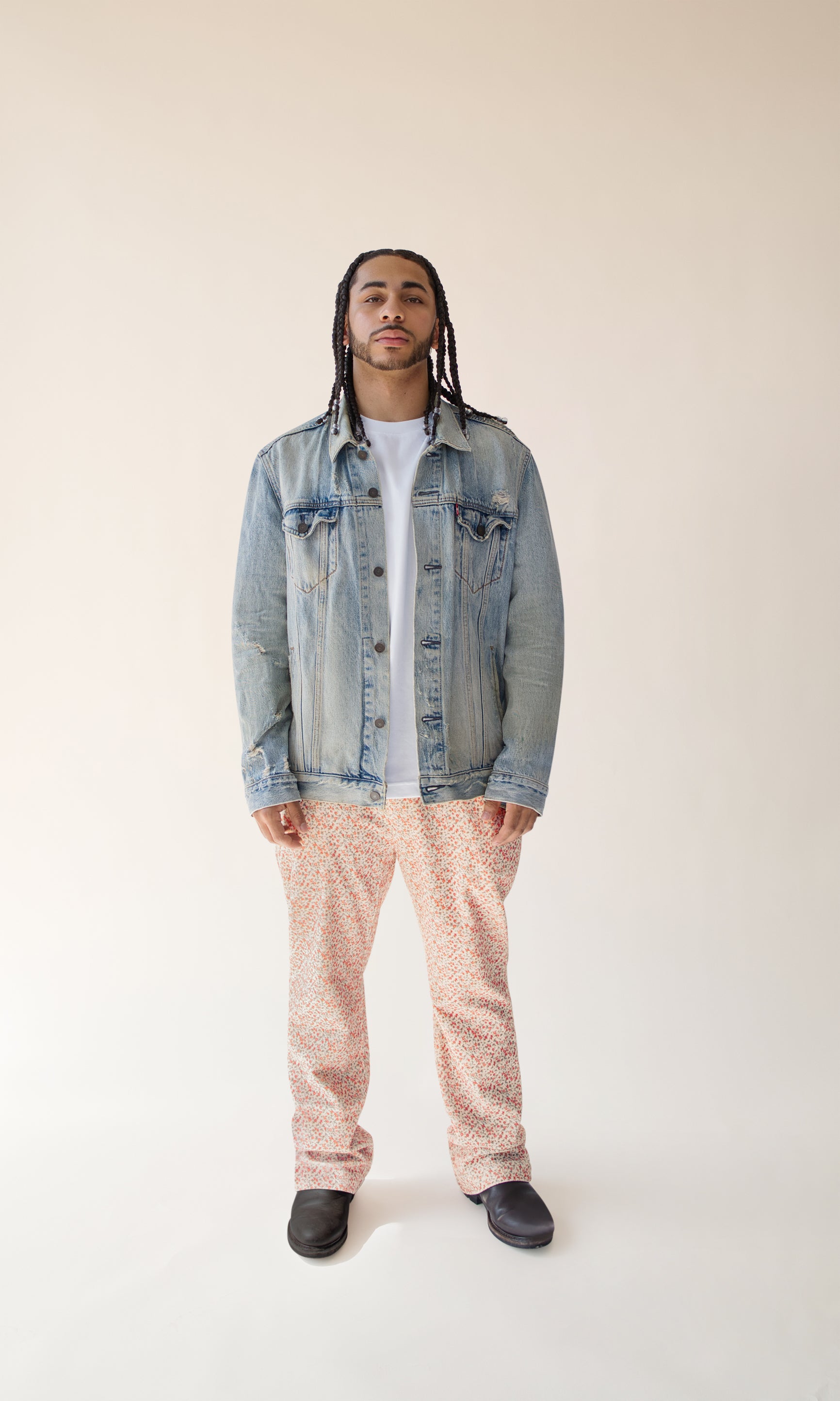 Floral Corduroy 5-Pocket Pants