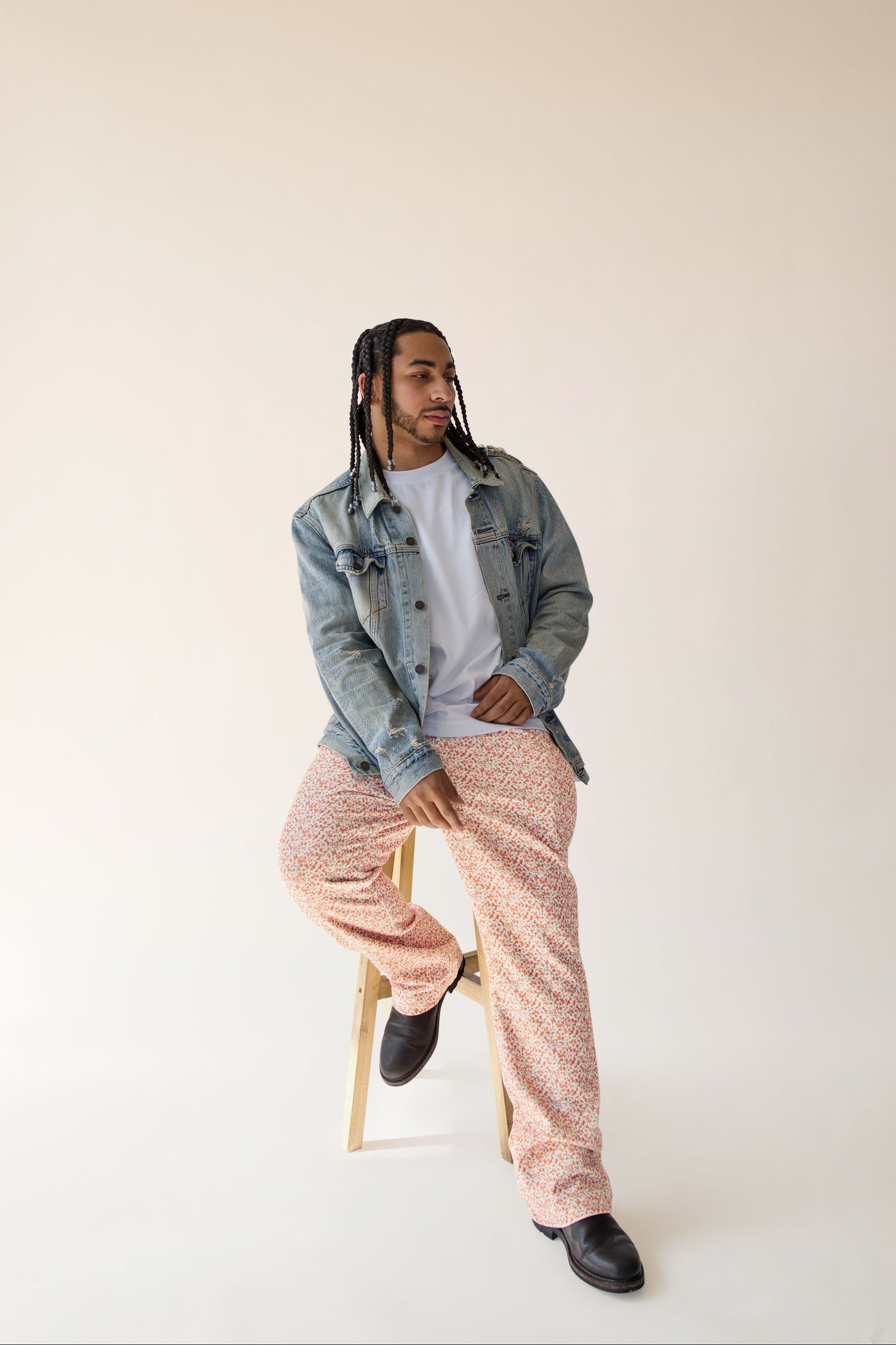 Floral Corduroy 5-Pocket Pants