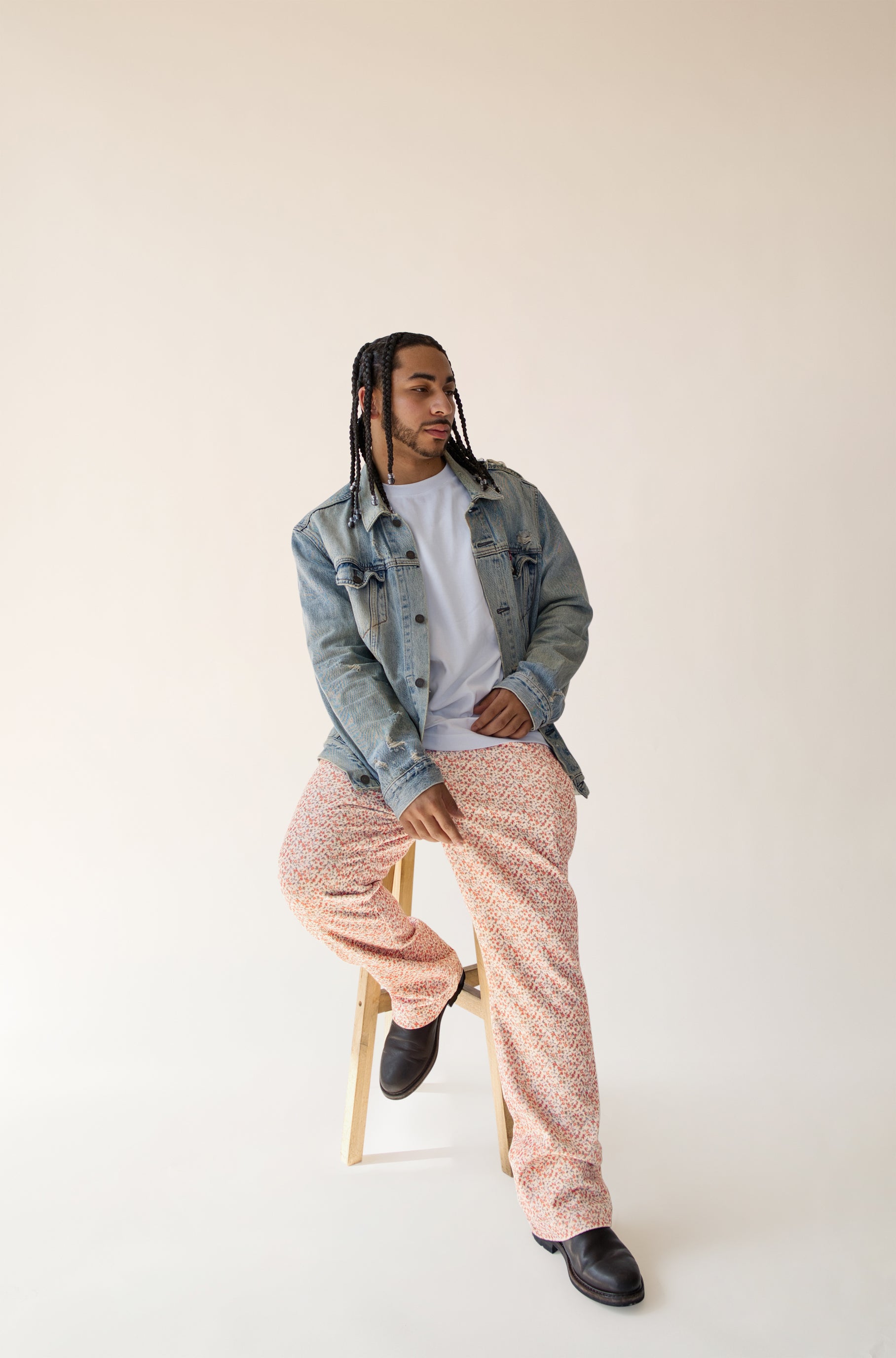 Floral Corduroy 5-Pocket Pants